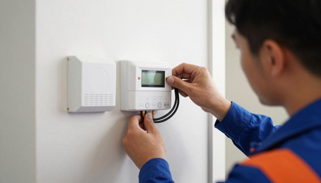 Riasztórendszer bekötés és telepítés munka közben